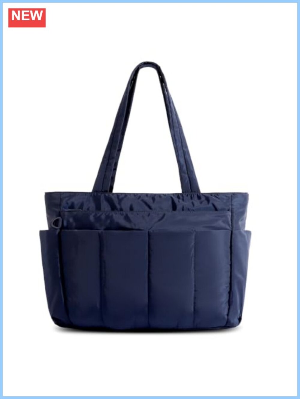 Quilted Nylon Puffer Tote Bag 15.6" Laptop Work Travel Shoulder Bag